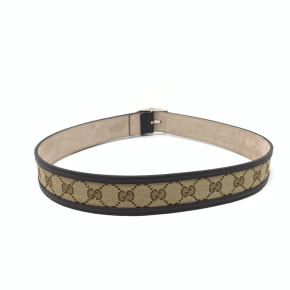 Gucci Brown Leather & Canvas Belt - Picture 3 of 4